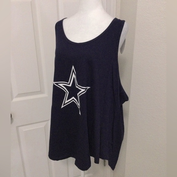 Cowboys Her Way Women's Navy Cowboys Tank Top Size 2X - Picture 5 of 7